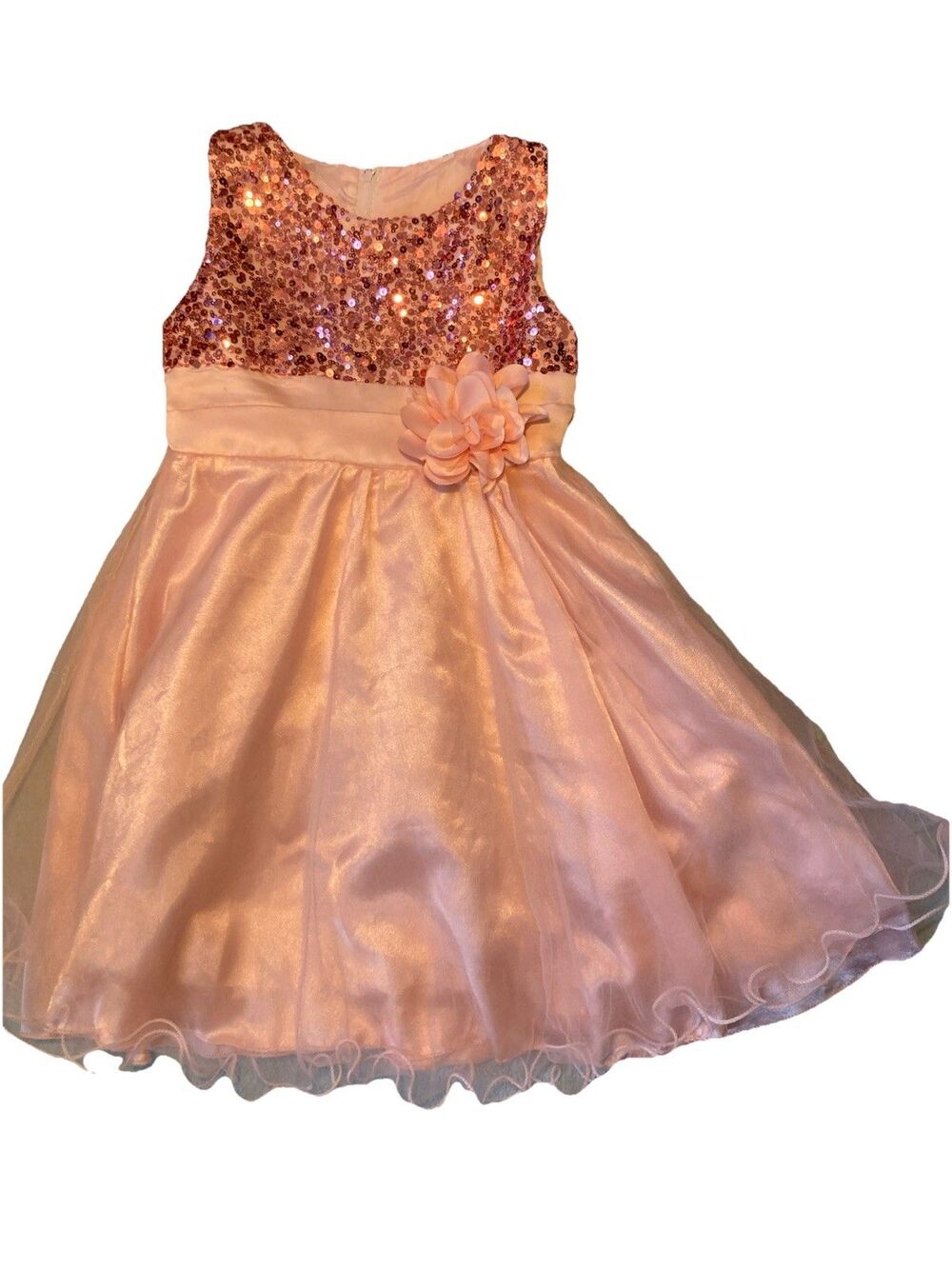 Girls Dress 5/6 (120) Pink Sequin, Tulle, Flower